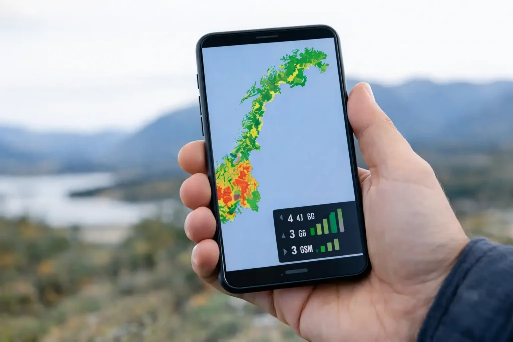 Mobildekning i Norge illustrert med kart for bedriftsbruk