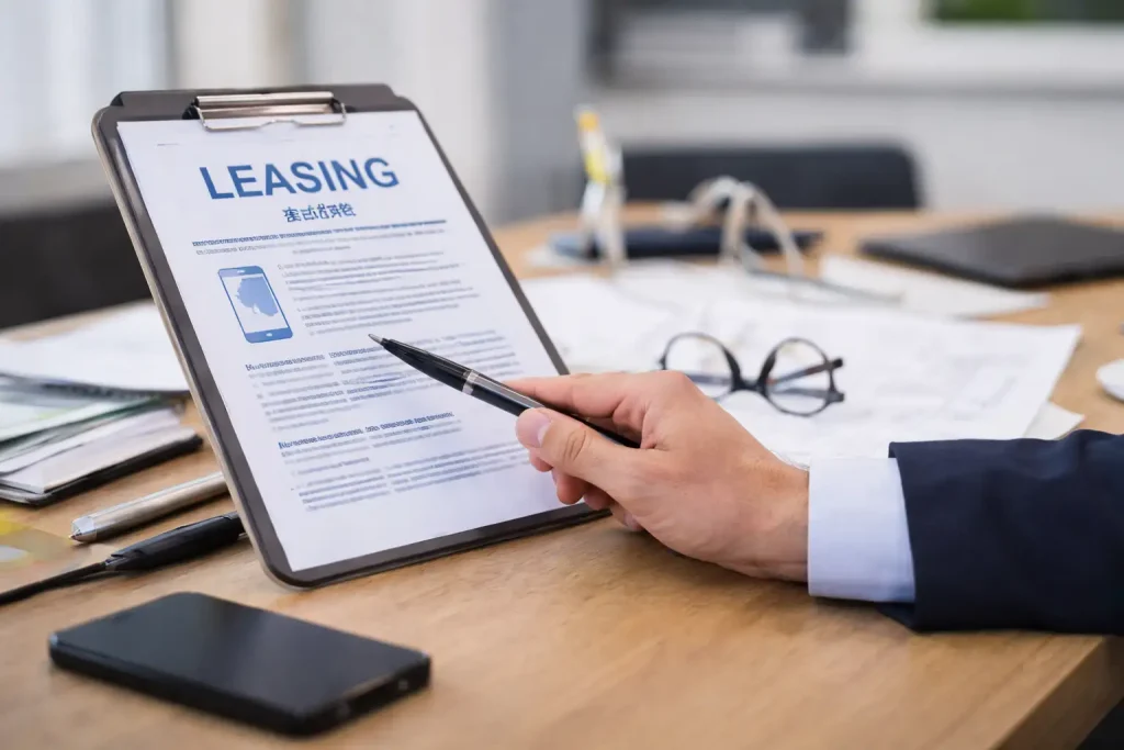 Illustrasjon av leasingavtale for mobiltelefoner i bedrift