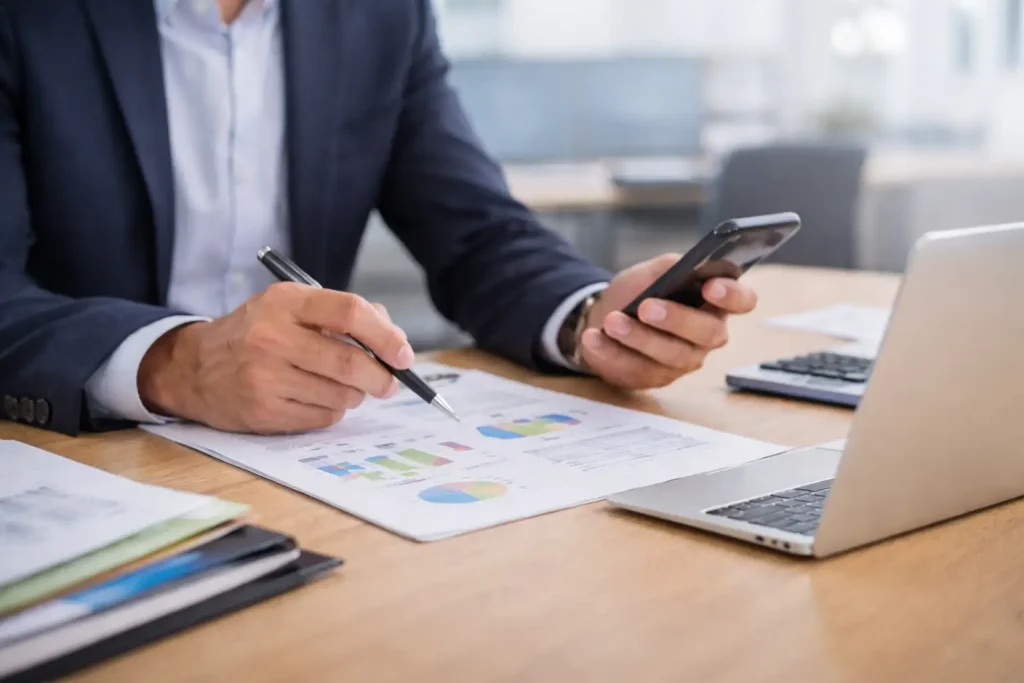 Bedriftsleder vurderer mobilabonnement og kostnader